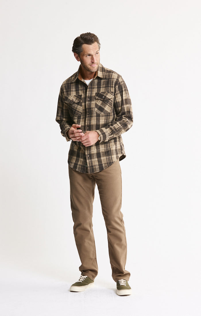 Knit Flannel Button-Up Shirt