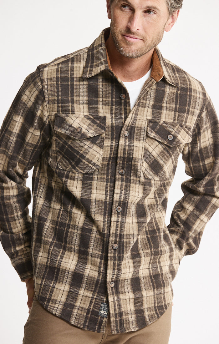 Knit Flannel Button-Up Shirt