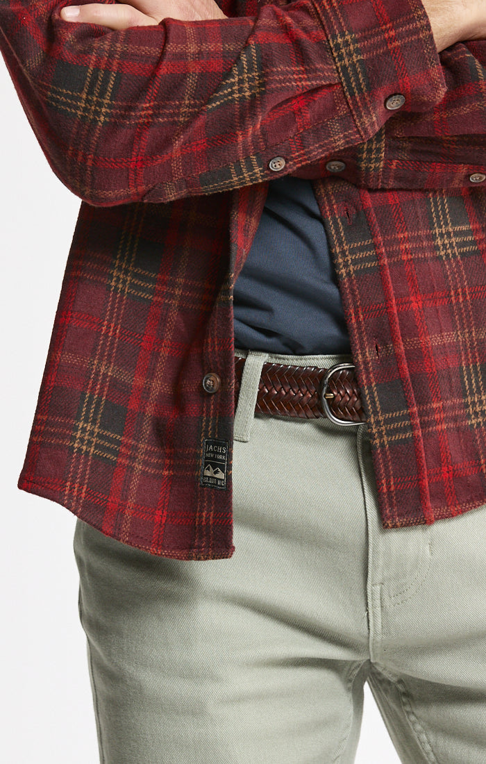 Knit Flannel Button-Up Shirt