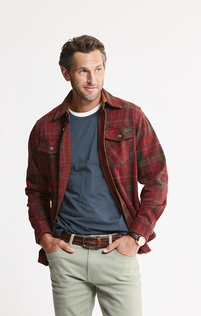 Knit Flannel Button-Up Shirt