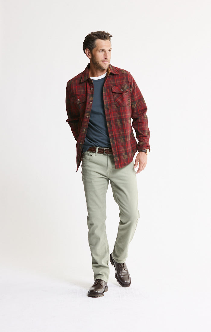 Knit Flannel Button-Up Shirt