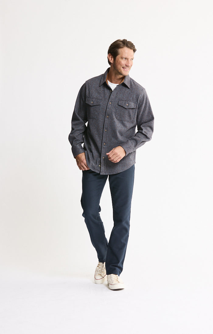 Knit Flannel Button-Up Shirt