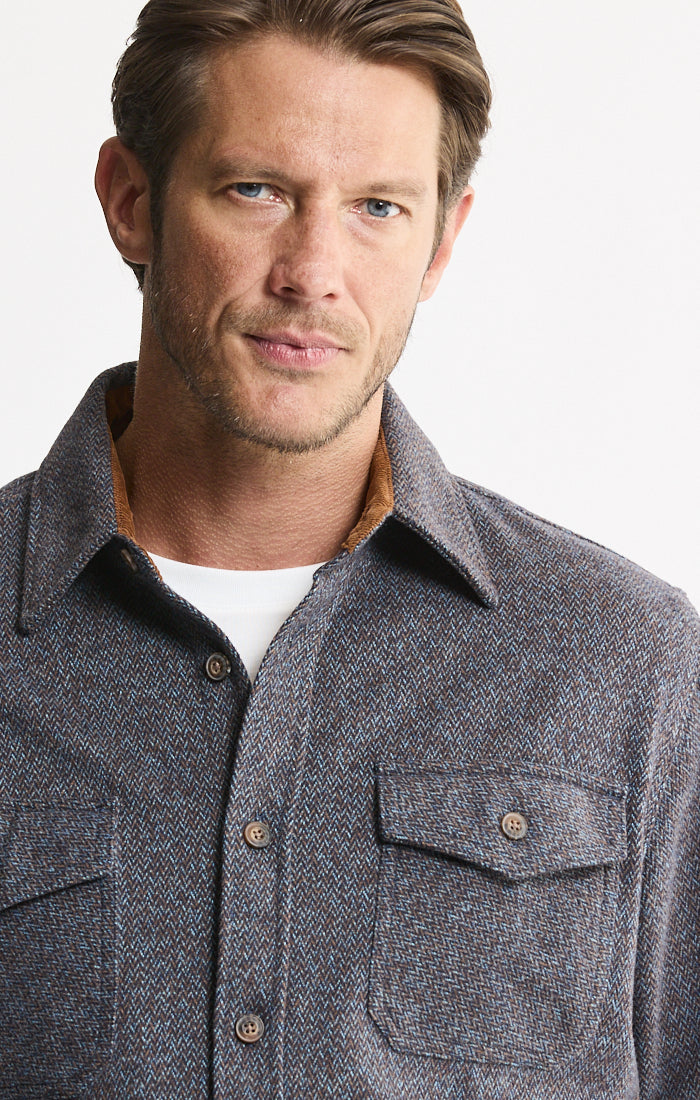 Knit Flannel Button-Up Shirt