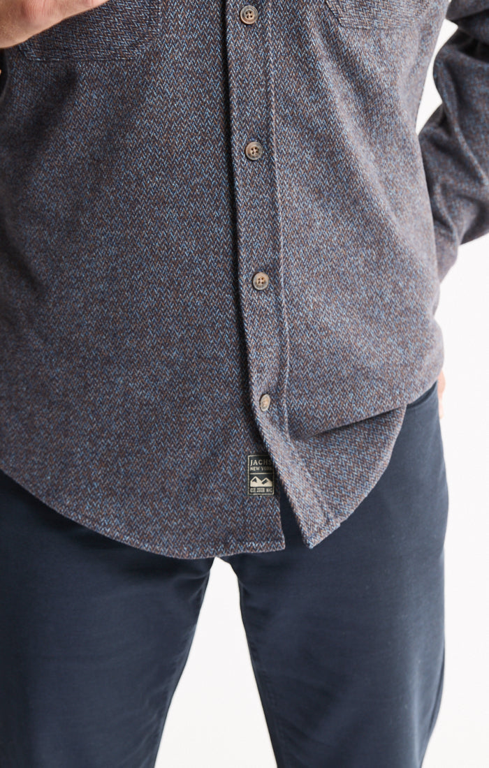 Knit Flannel Button-Up Shirt