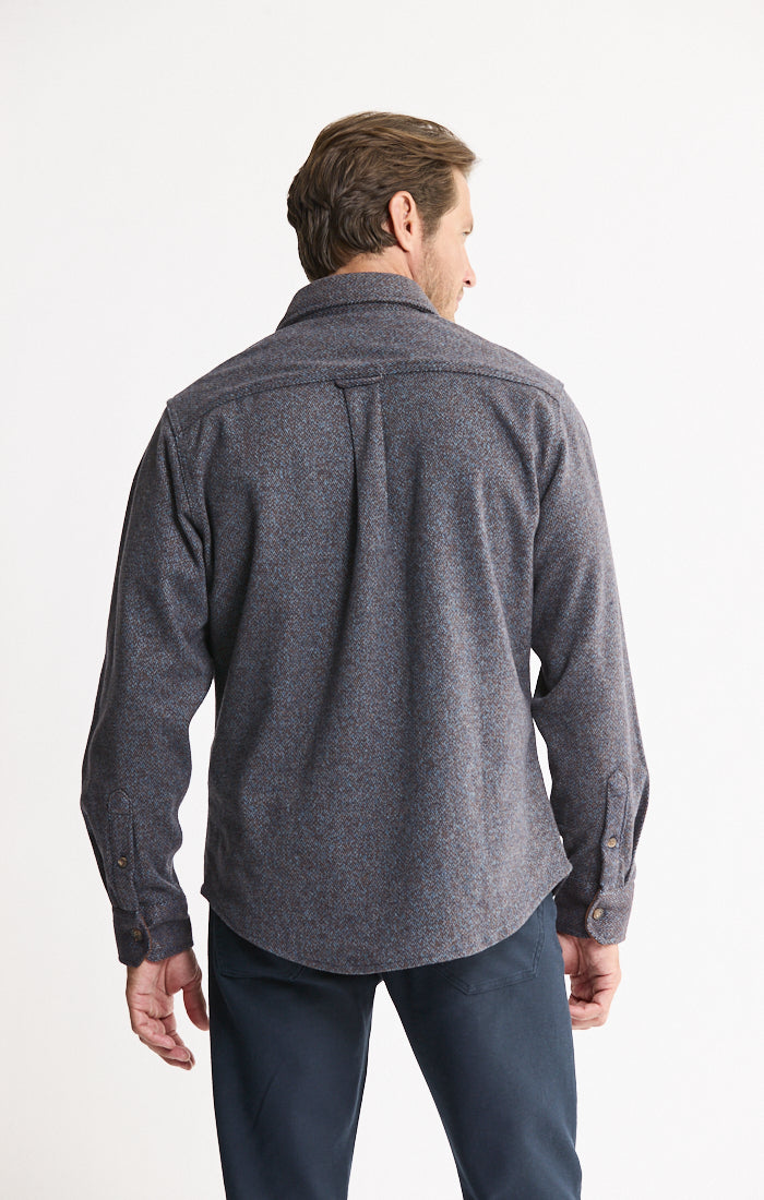 Knit Flannel Button-Up Shirt