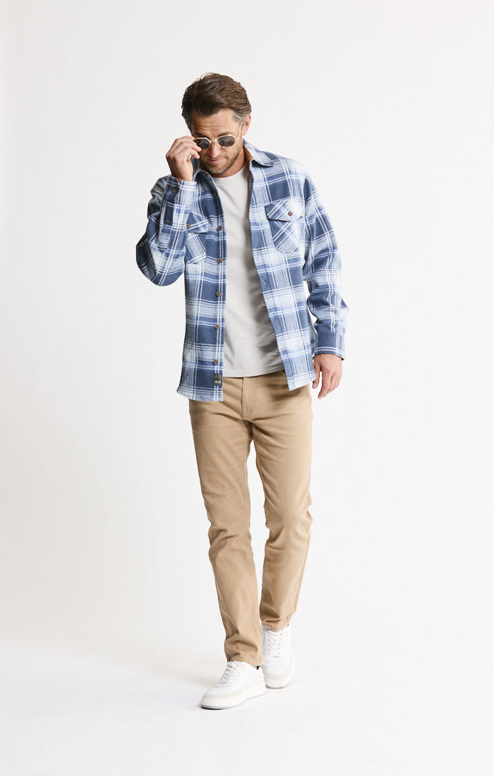 Knit Flannel Button-Up Shirt