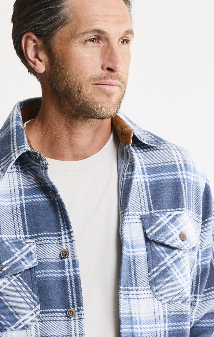 Knit Flannel Button-Up Shirt