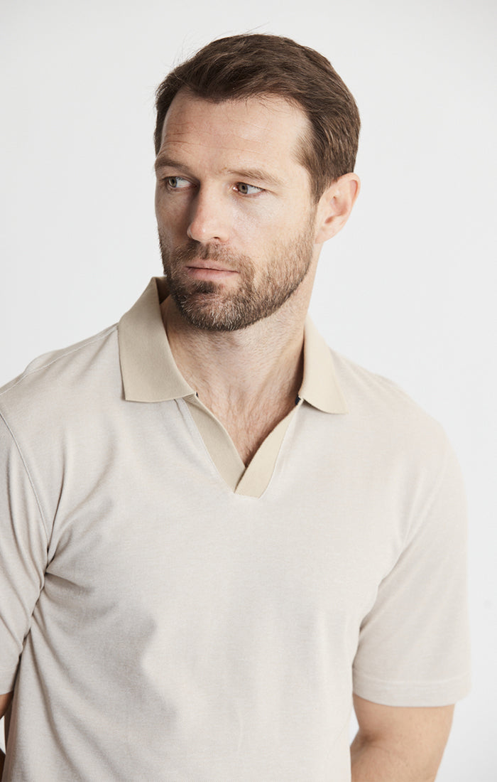 Cotton-Poly Johnny Collar Polo