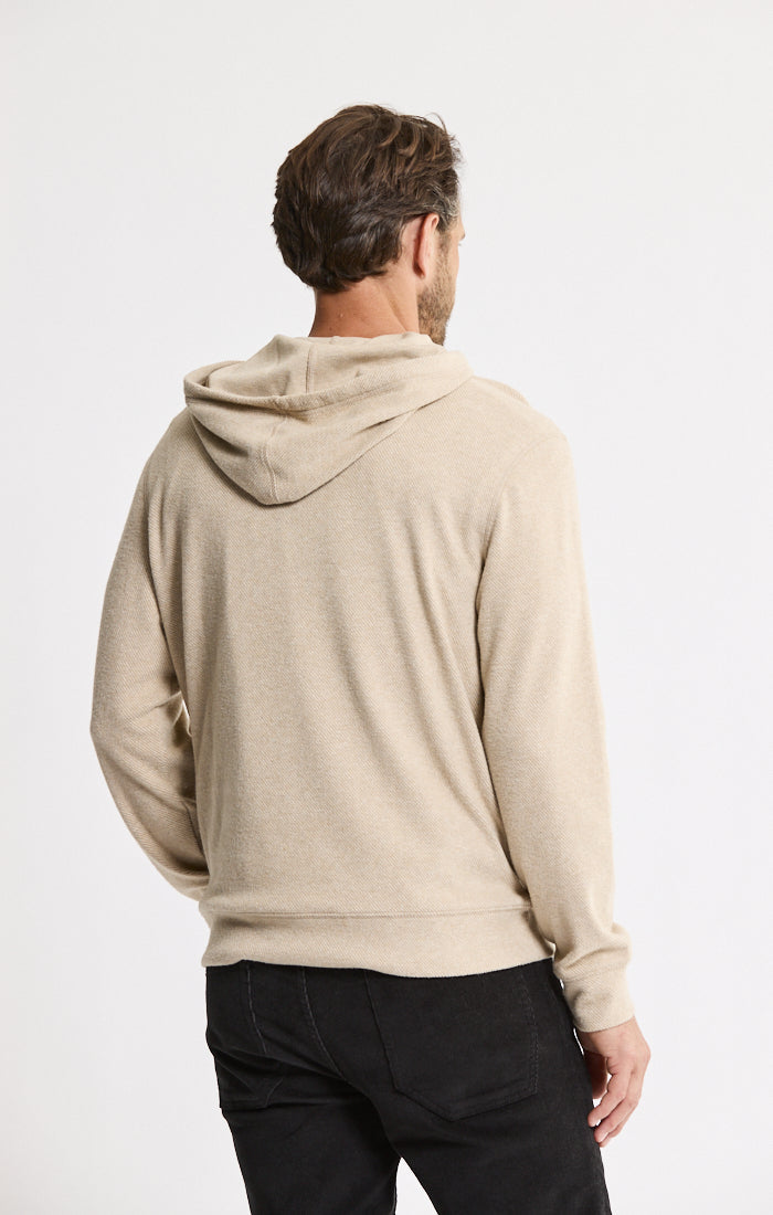 Knit Flannel Pullover Hoodie