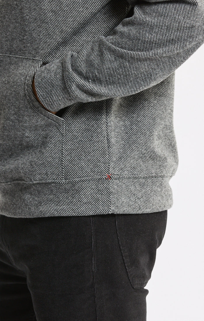 Knit Flannel Pullover Hoodie