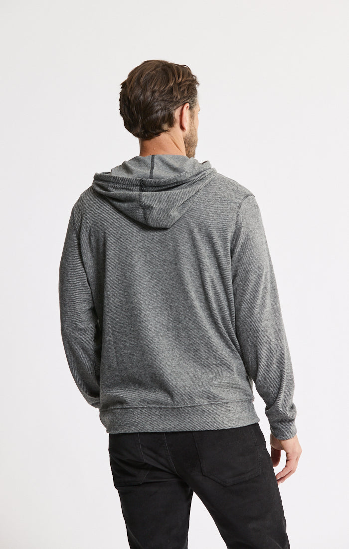 Knit Flannel Pullover Hoodie