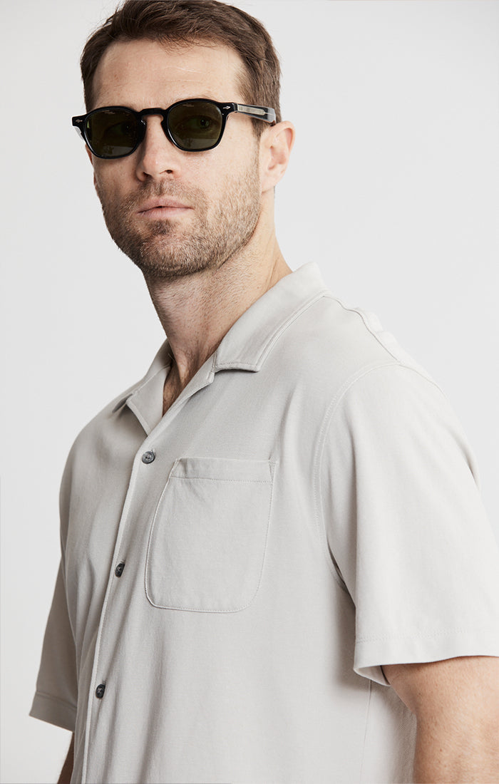 Knit Oxford Short Sleeve Camp Shirt