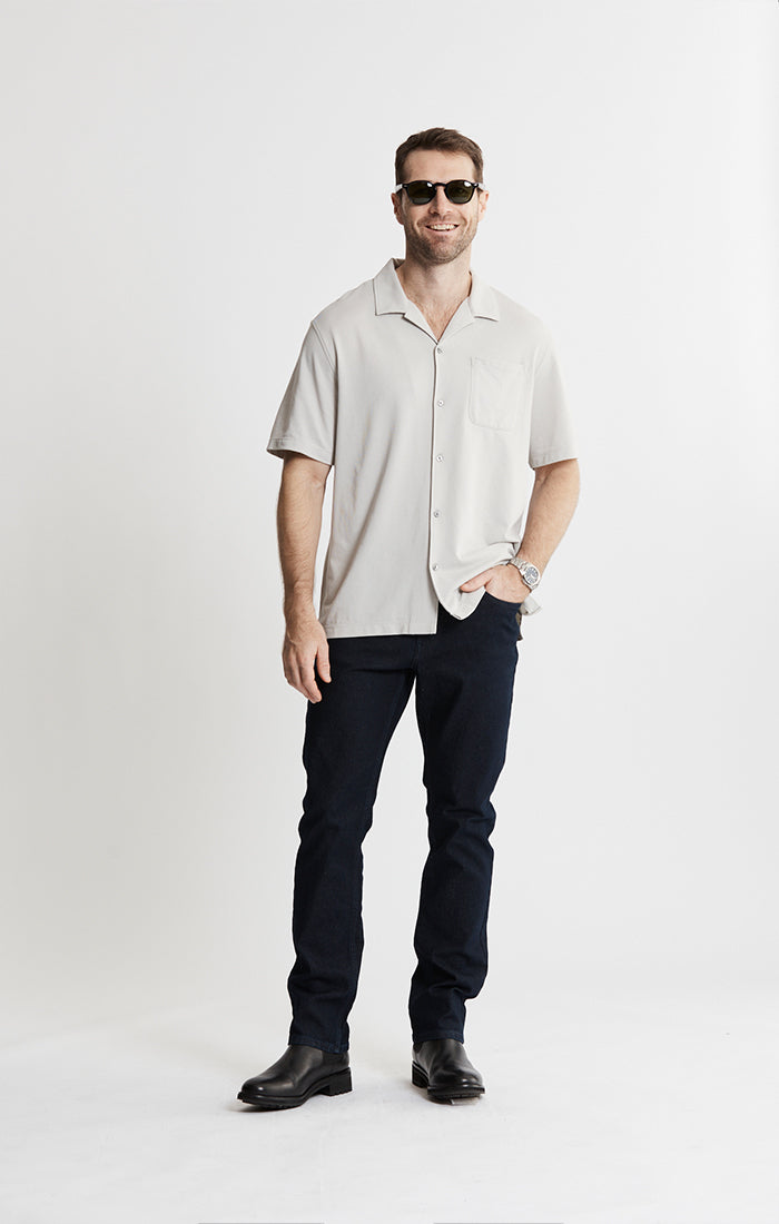 Knit Oxford Short Sleeve Camp Shirt