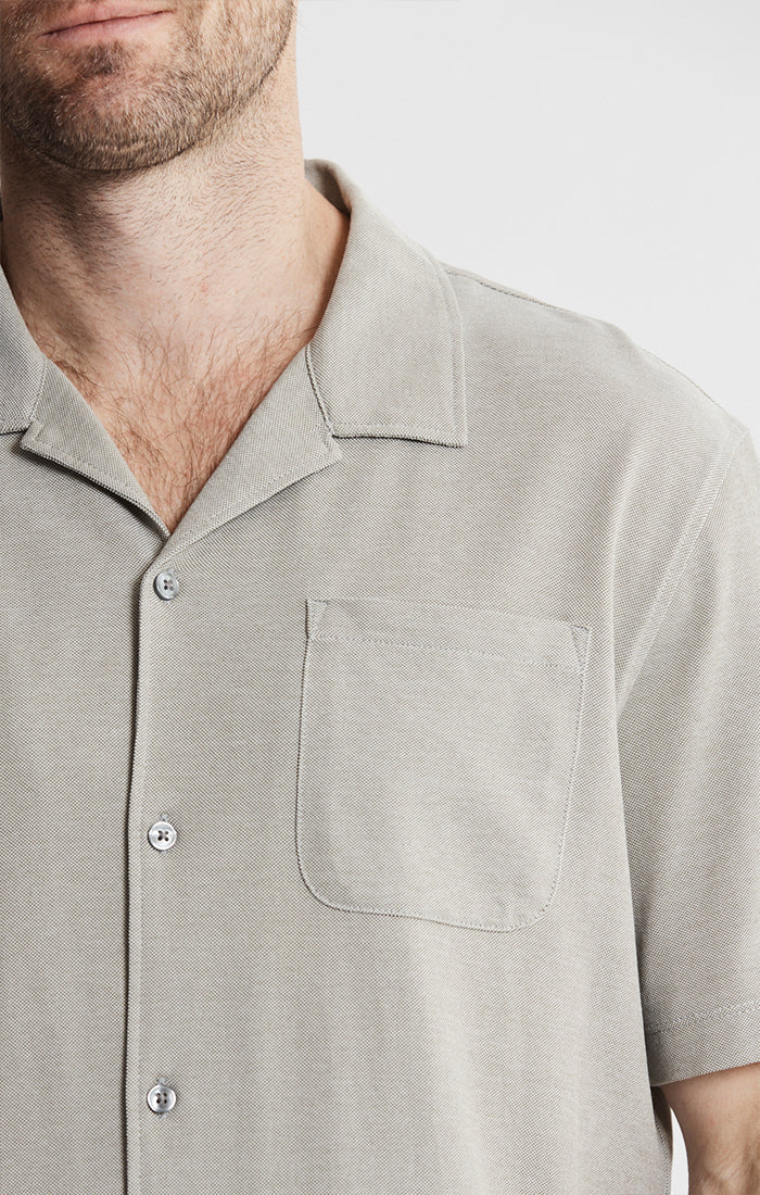 Knit Oxford Short Sleeve Camp Shirt