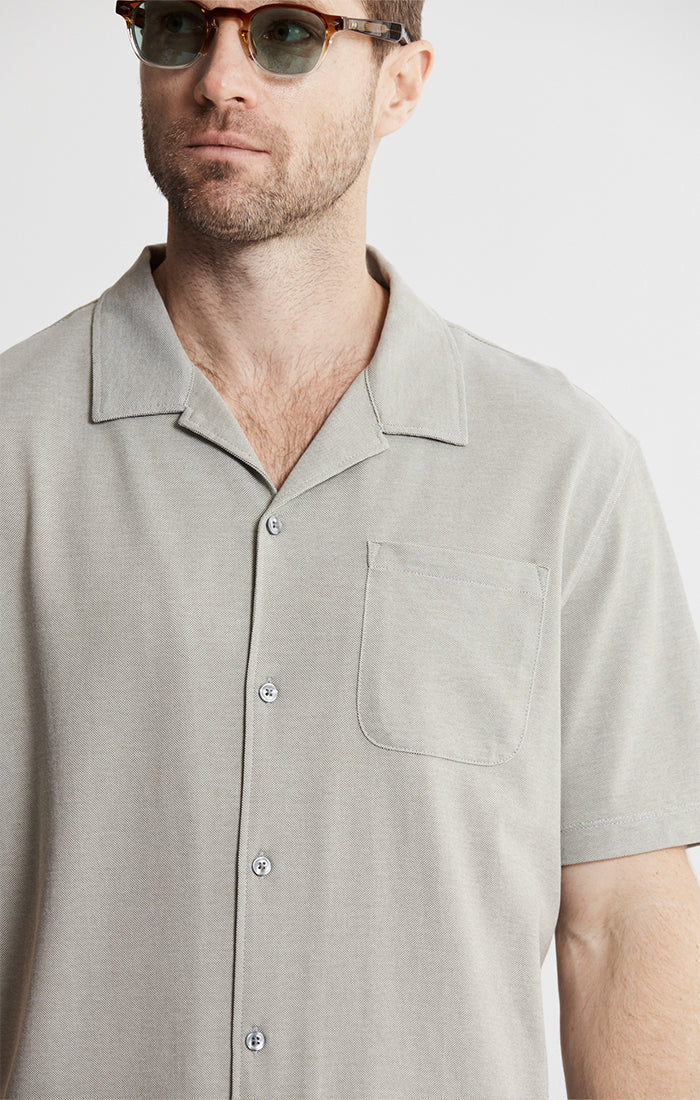 Knit Oxford Short Sleeve Camp Shirt