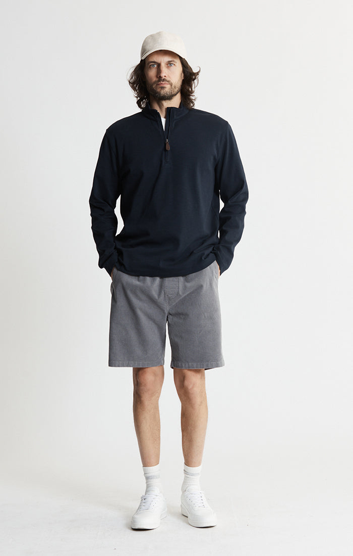 Stretch Cotton Slub Quarter Zip Pullover