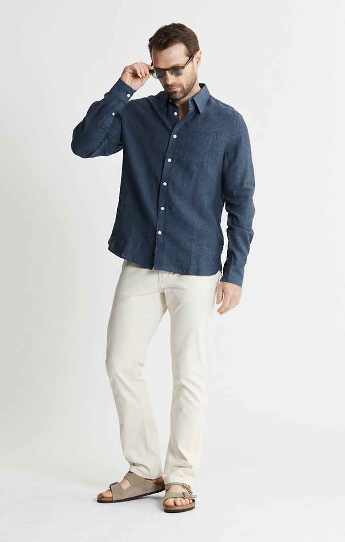 Linen Blend Button-Up Shirt