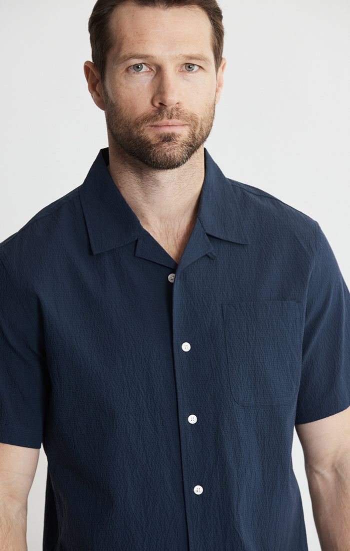 Seersucker Short Sleeve Camp Shirt