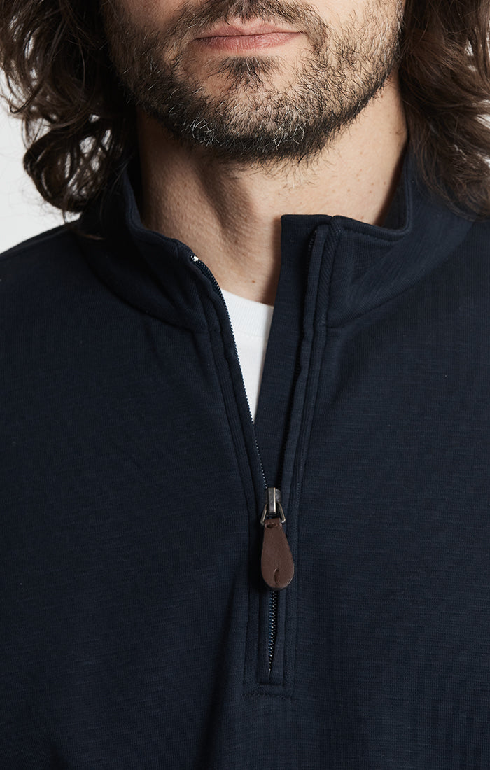 Stretch Cotton Slub Quarter Zip Pullover