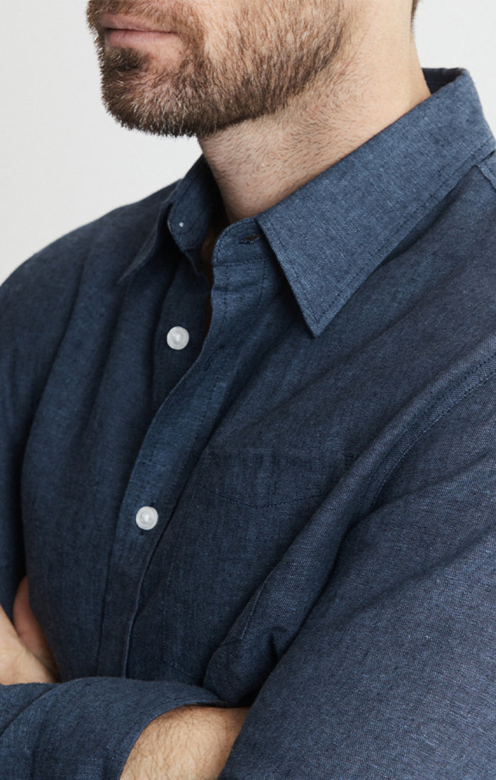 Linen Blend Button-Up Shirt