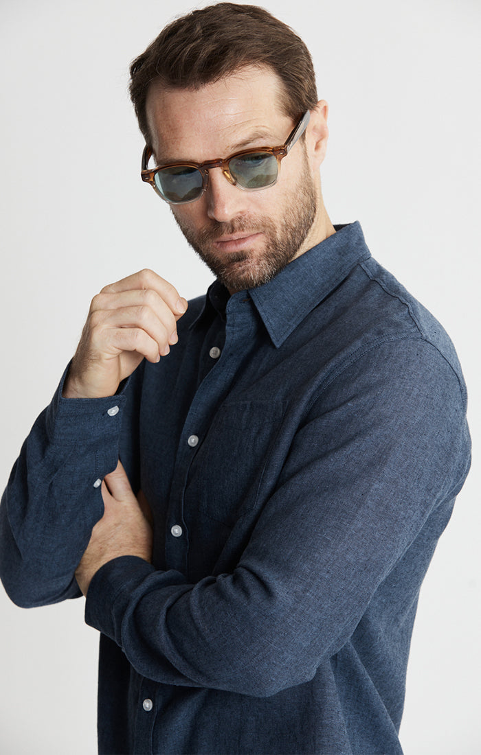 Linen Blend Button-Up Shirt