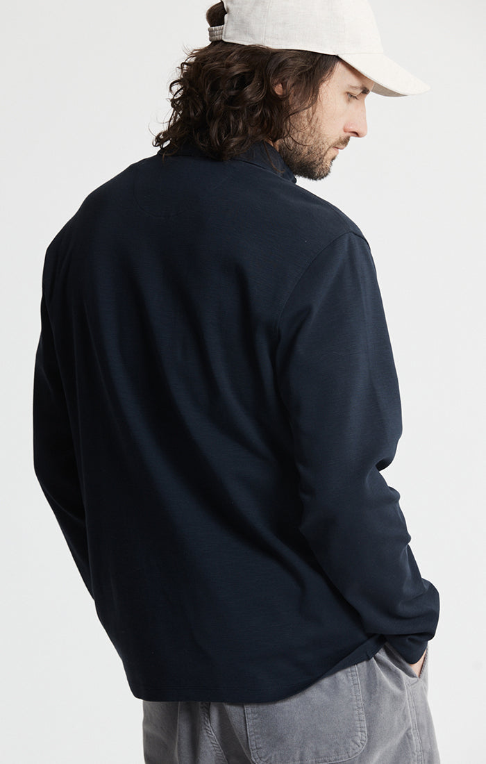 Stretch Cotton Slub Quarter Zip Pullover