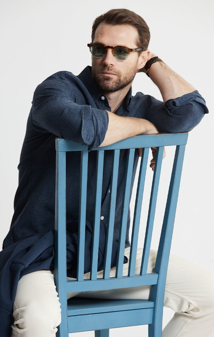 Linen Blend Button-Up Shirt