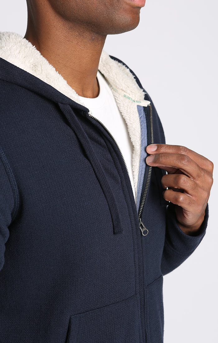 Recycled Jacquard Sherpa Lined Full Zip Hoodie