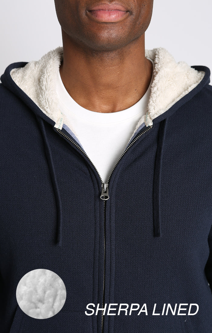 Recycled Jacquard Sherpa Lined Full Zip Hoodie
