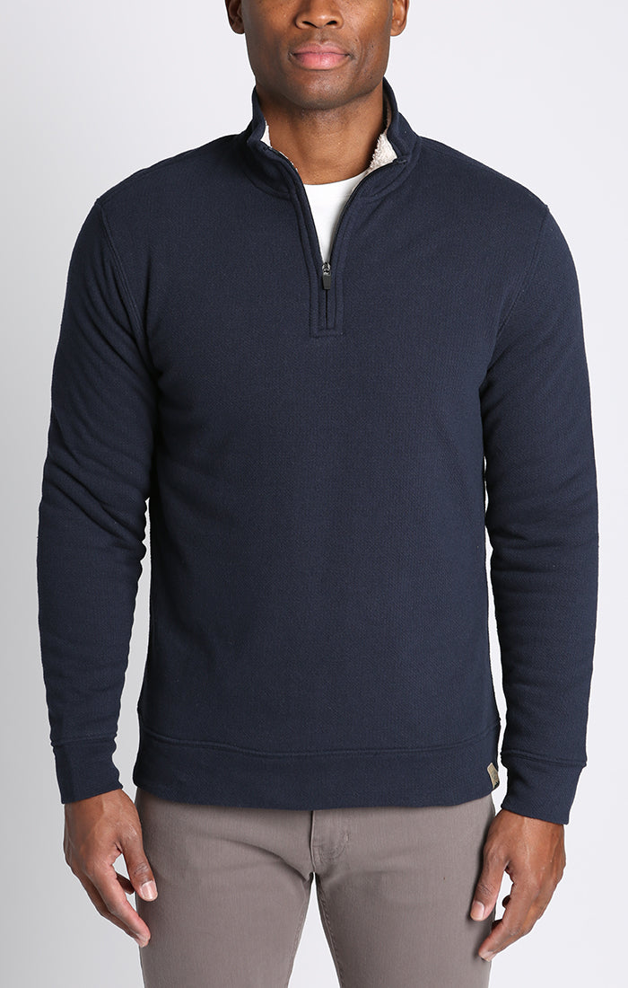 Recycled Jacquard Sherpa Lined Quarter Zip Pullover