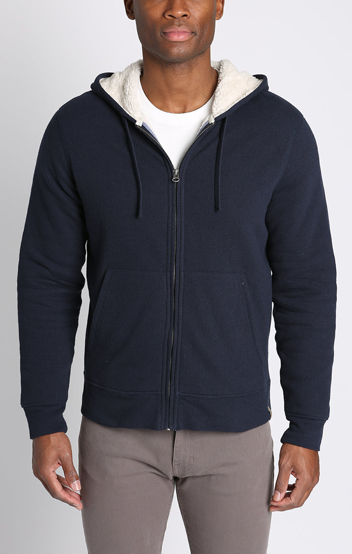 Recycled Jacquard Sherpa Lined Full Zip Hoodie