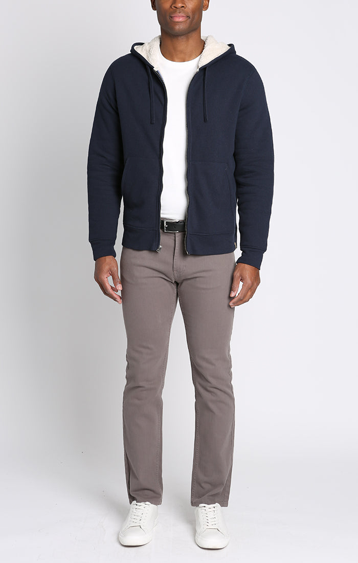 Recycled Jacquard Sherpa Lined Full Zip Hoodie