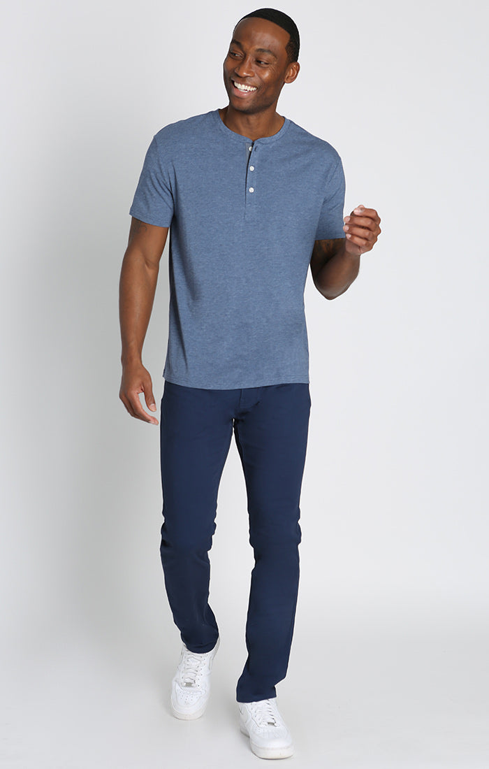 Stretch Pima Blend Short Sleeve Henley