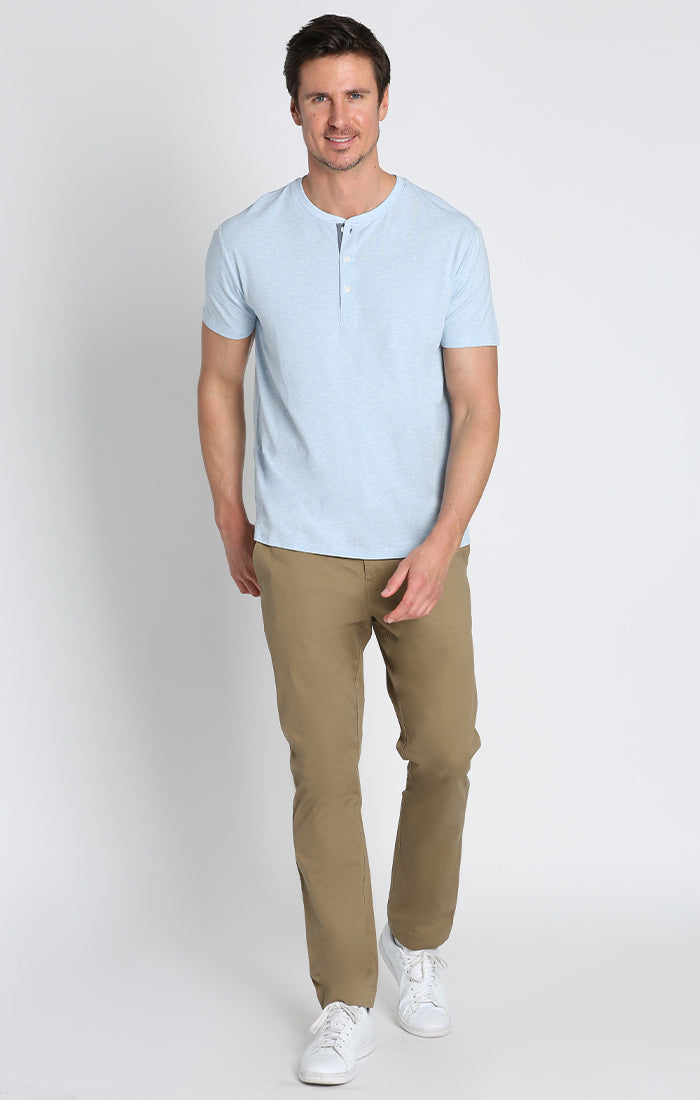 Stretch Pima Blend Short Sleeve Henley