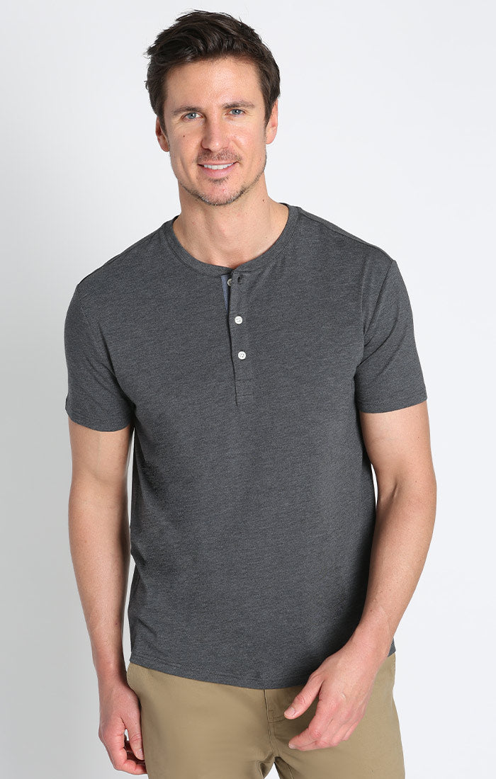 Stretch Pima Blend Short Sleeve Henley