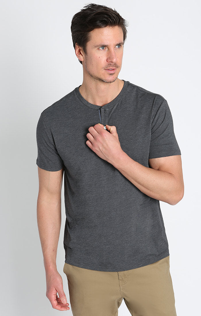 Stretch Pima Blend Short Sleeve Henley