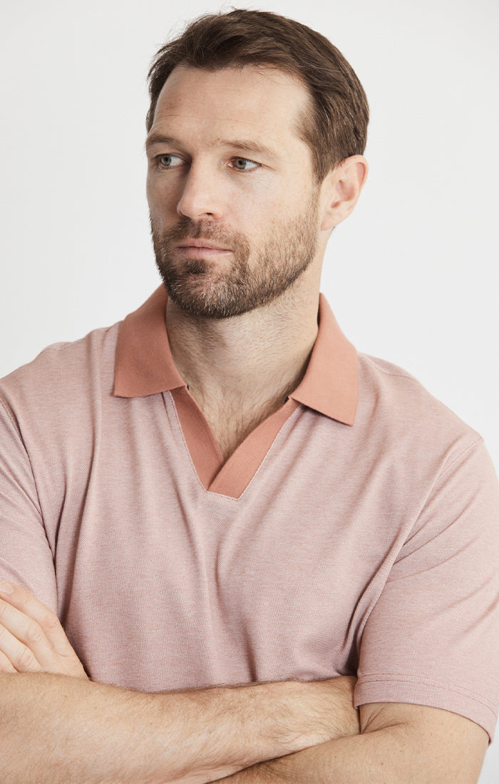 Cotton-Poly Johnny Collar Polo