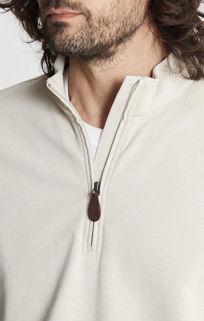 Stretch Cotton Slub Quarter Zip Pullover