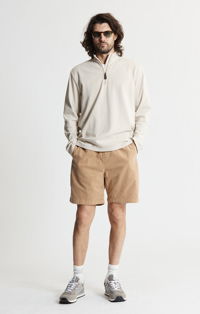 Stretch Cotton Slub Quarter Zip Pullover