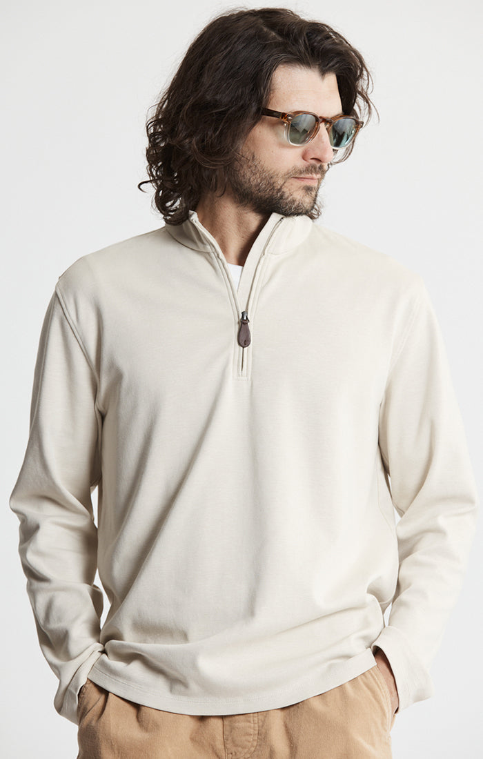Stretch Cotton Slub Quarter Zip Pullover