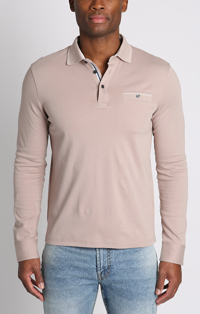 Luxe Cotton Long Sleeve Polo Shirt