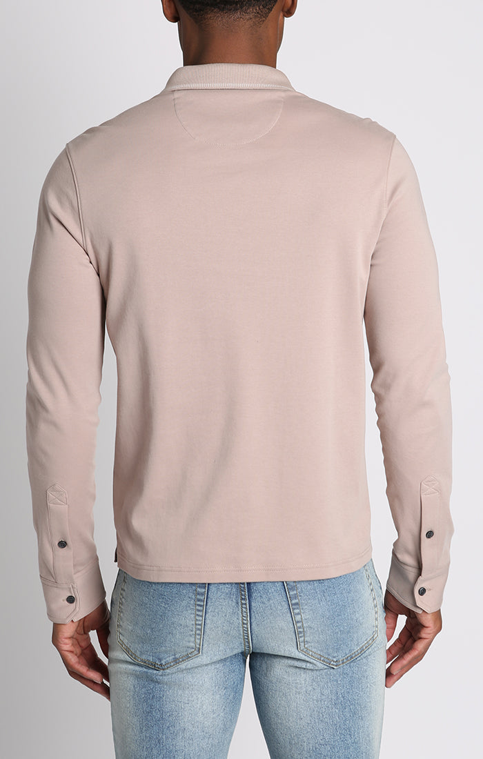 Luxe Cotton Long Sleeve Polo Shirt