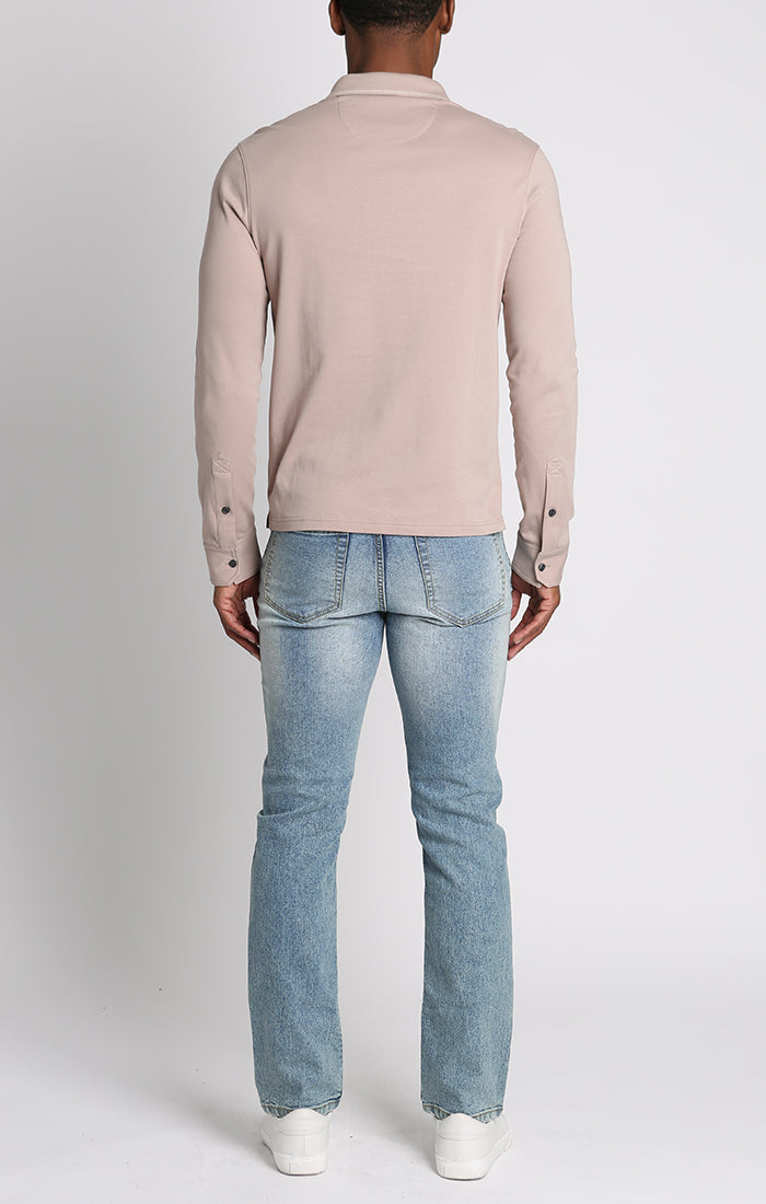 Luxe Cotton Long Sleeve Polo Shirt