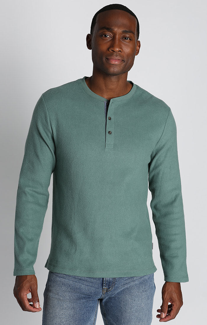 Brushed Waffle Fleece Henley