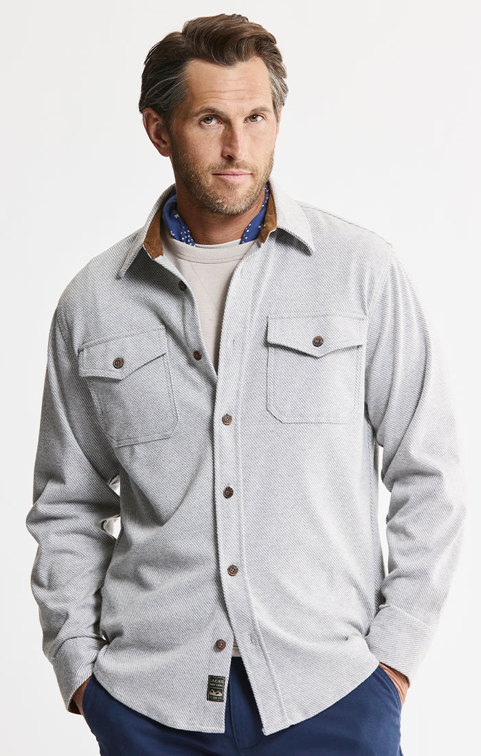 Knit Flannel Button-Up Shirt